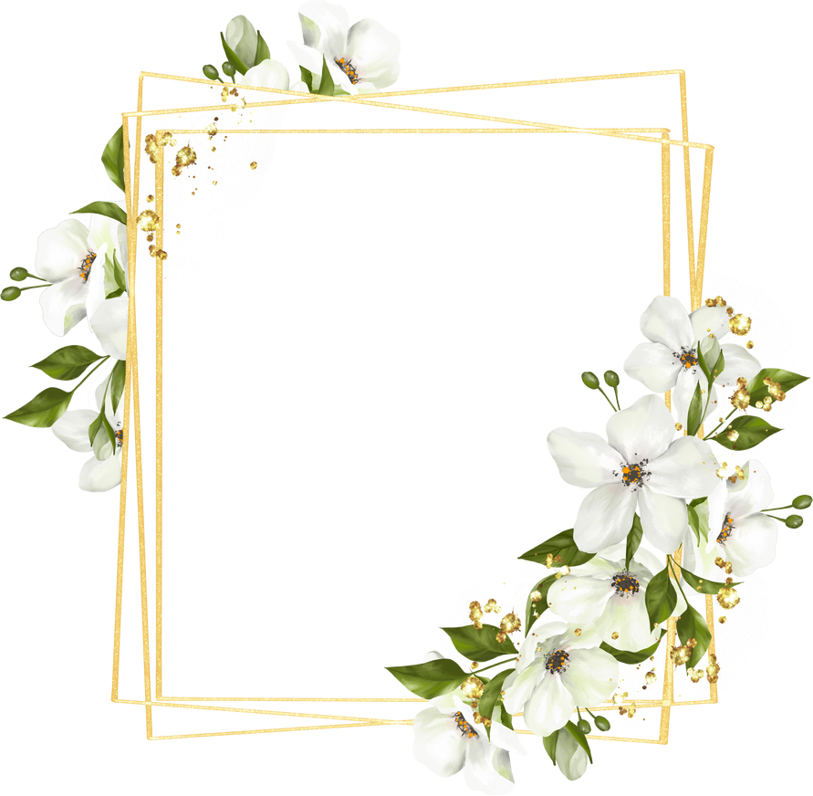 Gold frame with white flowers
