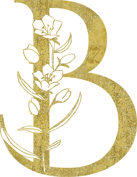 Gold Floral Monogram Letter B